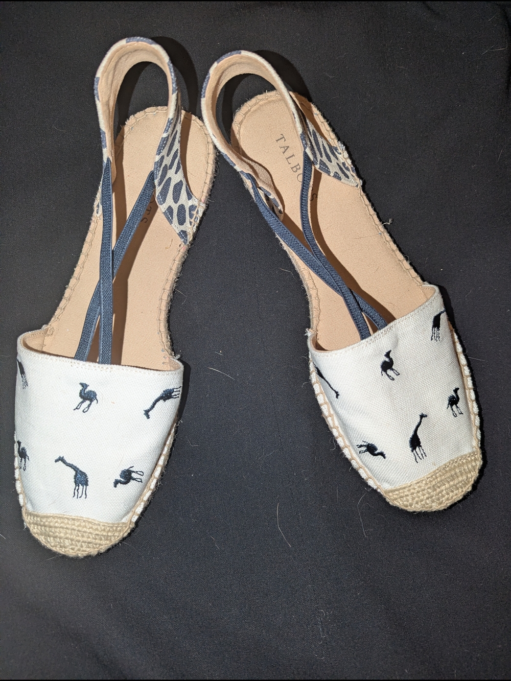 Talbots White Canvas Giraffe Espadrille Slingback